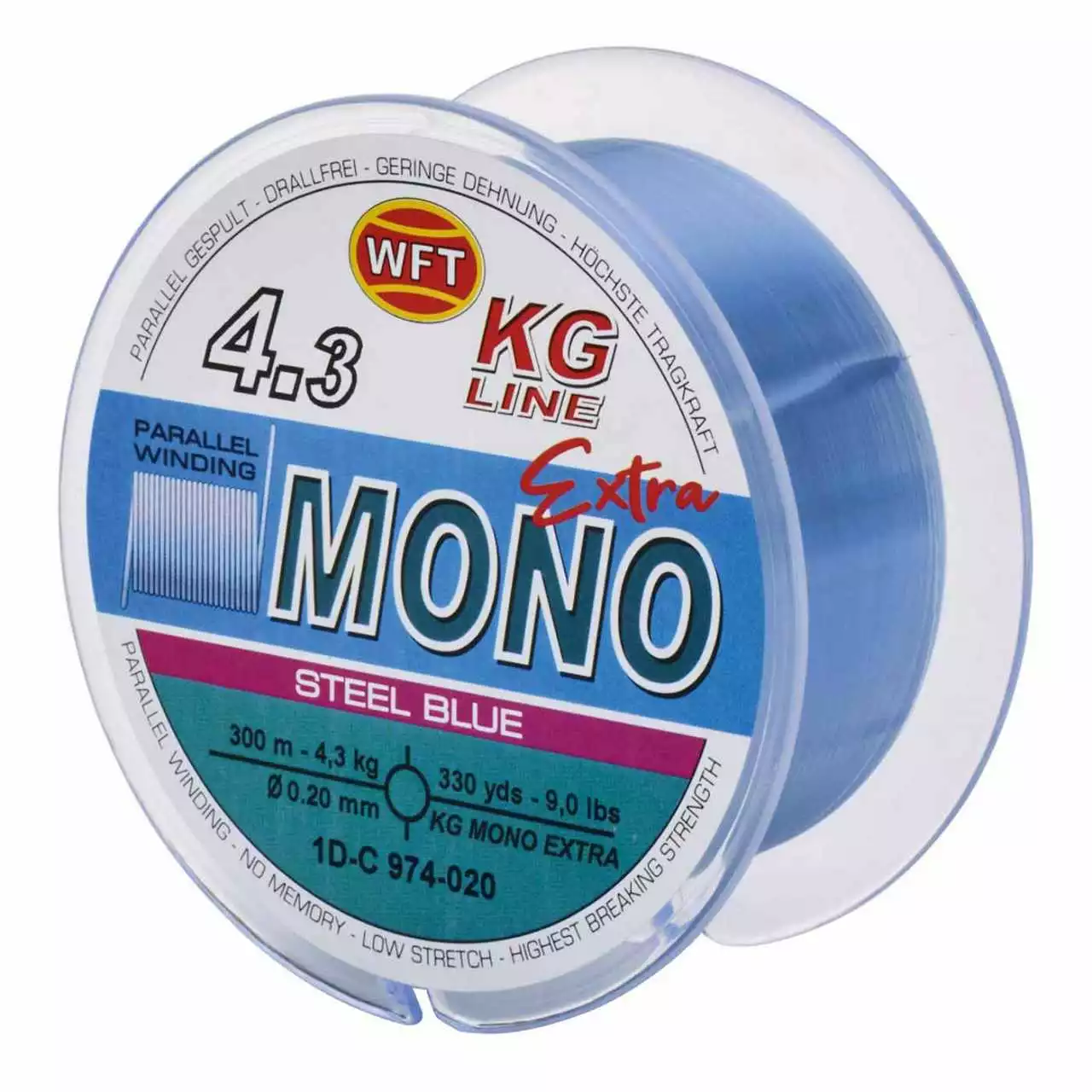 WFT KG Line Mono Extra Steel Blue 0,20mm 4,3kg 300m – Bild 2